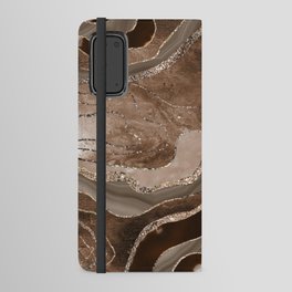 Brown Marble Agate Gold Glitter Glam #2 (Faux Glitter) #decor #art #society6 Android Wallet Case