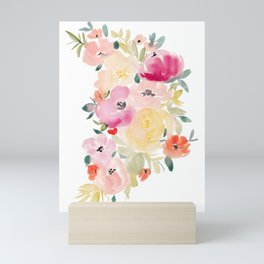 Pretty bright spring summer floral watercolor hand painted blooms Mini Art Print