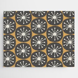 Atomic Retro Dots Midcentury Modern Pattern Muted Mustard Gold, Charcoal Grey, and Cream Jigsaw Puzzle