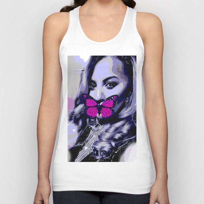 Blonde girl with pink butterfly Tank Top