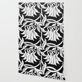 Black and White Floral Vector Pattern Wallpaper