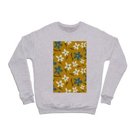 Abstract Hand Drawing Geometric Daisy Flowers and Leaves Repeating vintage Pattern Isolated Background  Crewneck Sweatshirt