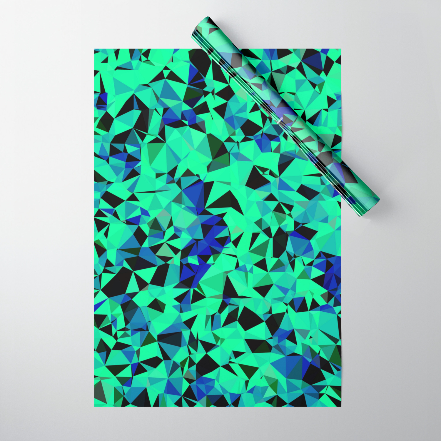 Geometric Triangle Pattern Abstract In Green Blue Black Wrapping