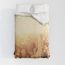 Vintage image of New York City Manhattan skyline at sunset.  Comforter