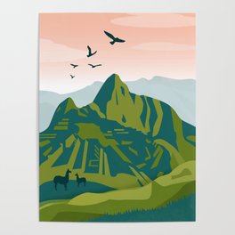 Machu Picchu Illustration by Cindy Rose Studio Poster
