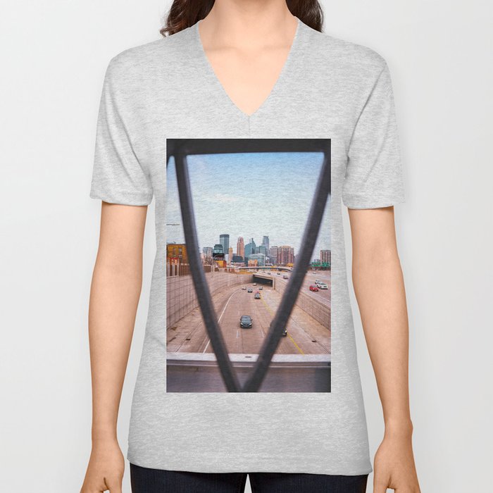 Minneapolis Skyline | City Photography | Minnesota V Neck T Shirt