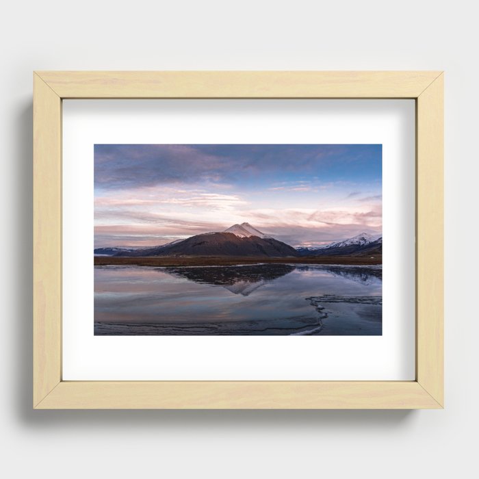 Sunrise over the mountain | Travel photography Iceland print Recessed Framed Print