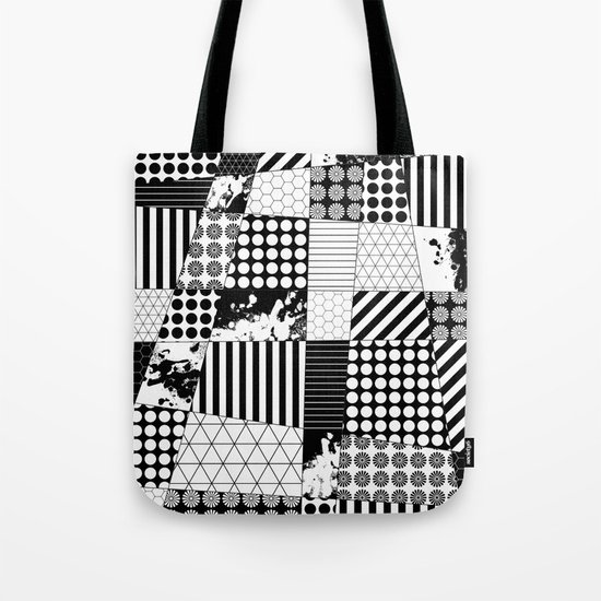 Mosaic Contrast - Black and white, geometric design Tote Bag
