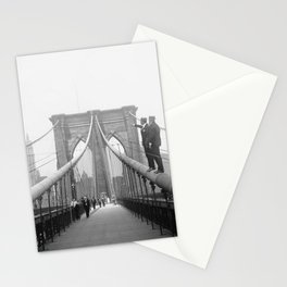 1920's Brooklyn Bridge, Brooklyn, New York black and white art photography - photographs Stationery Card