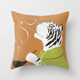 Smoking tiger Throw Pillow