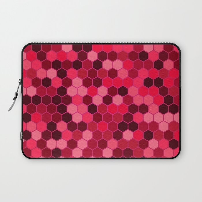  Red & Brown Color Hexagon Honeycomb Design Laptop Sleeve