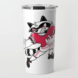 Football Raccoon Funny Sport Animal Trash Panda Travel Mug