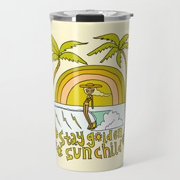 stay golden sun child //retro surf art by surfy birdy Travel Mug