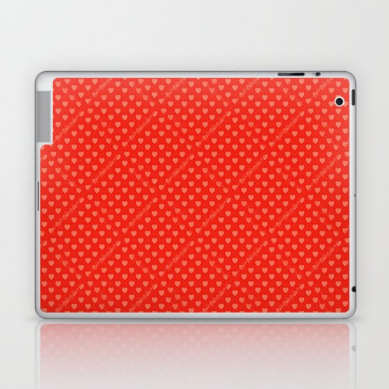 Happy Hearts Beat Together Red Pattern Laptop & iPad Skin