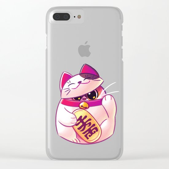 Shy Lucky Cat Clear iPhone Case