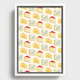 Cheese Pattern - White Framed Canvas