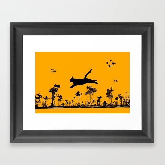 The Cat and Ink drop bombs Framed Art Print