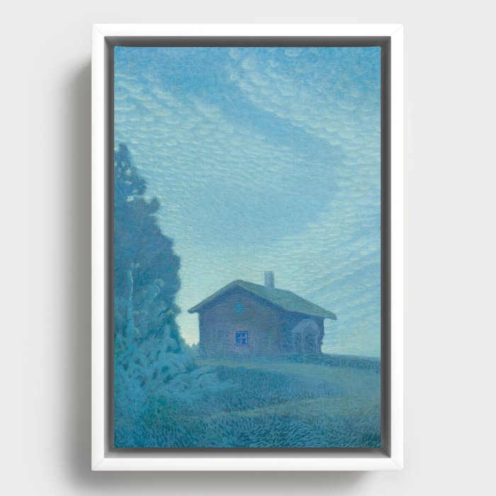 Bror Lindh Swedish Chalet House in the Evening Light Framed Canvas