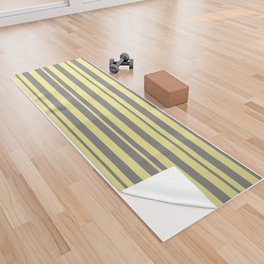 [ Thumbnail: Tan & Gray Colored Lines/Stripes Pattern Yoga Towel ]