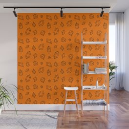 Orange and Black Gems Pattern Wall Mural
