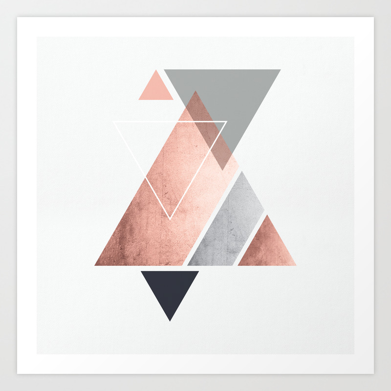 Abstract Triangle Metallic Rose Gold Design Art Print By Anne Marieart Society6