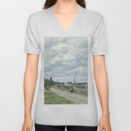 Camille Pissarro - The Banks of the Oise near Pontoise V Neck T Shirt