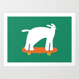 Poodle dog on skateboard Art Print