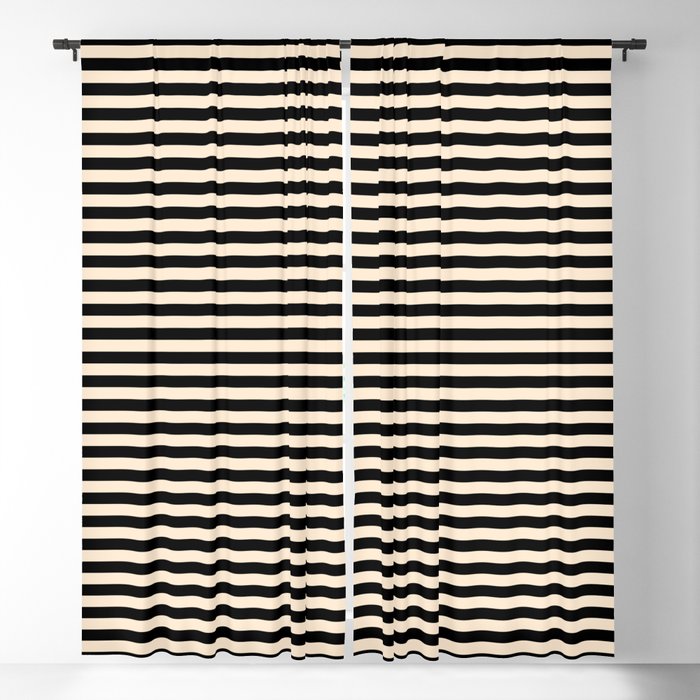 Elegant Thin Stripes Black Beige Blackout Curtain