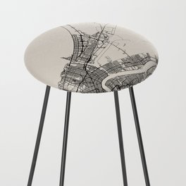 New Orleans USA - Black and White City Map Counter Stool