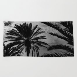 Noir Palmtrees Beach Towel