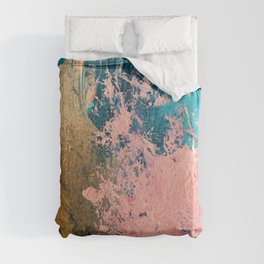Coral Reef [1]: colorful abstract in blue, teal, gold, and pink Duvet Cover