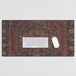 Boho Chic Dark I // 17th Century Colorful Medallion Red Blue Green Brown Ornate Accent Rug Pattern Desk Mat