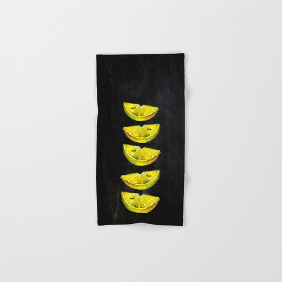 Lemon Slices Black Hand & Bath Towel