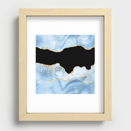 Blue & Gold Glitter Agate Texture 03 Recessed Framed Print
