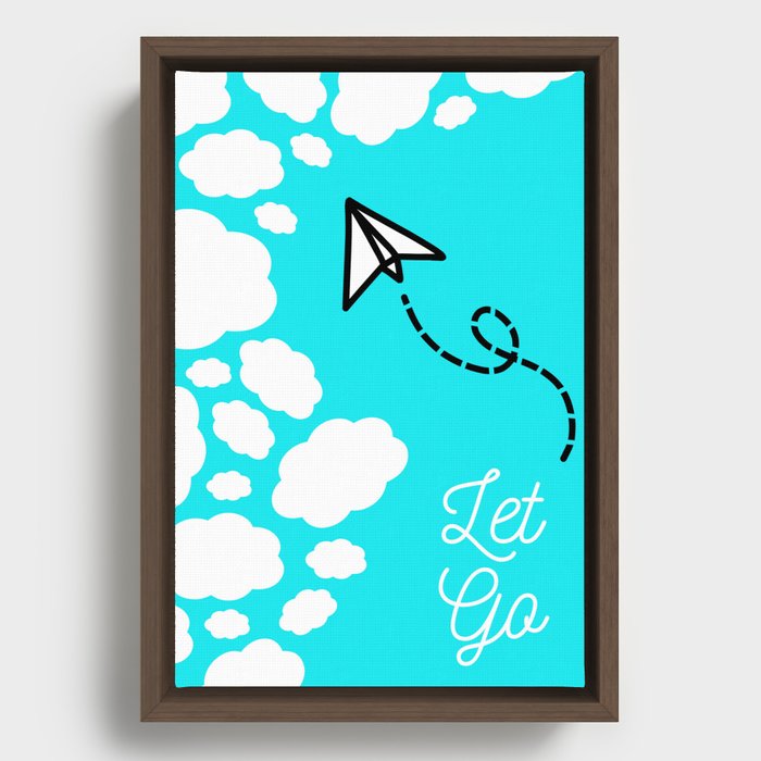 Let Go - Paper Airplane in the Clouds Framed Canvas