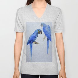 Hyacinth macaws, beautiful blue parrots V Neck T Shirt