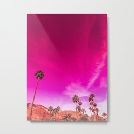 Palm Springs Rush Hour Metal Print | Digital, Pink, Palmtrees, Orange, California, Palmsprings, Film, Mountainrange, Vivamagenta, Color 