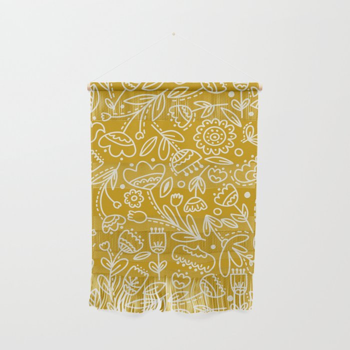 Floral Doodle - Gold Wall Hanging