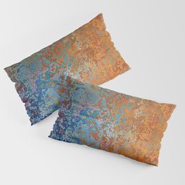 Vintage Rust, Copper and Blue Pillow Sham | Graphicdesign, Metal, Marble, Modern, Terracotta, Geometric, Boho, Vintage, Minimal, Colourful 