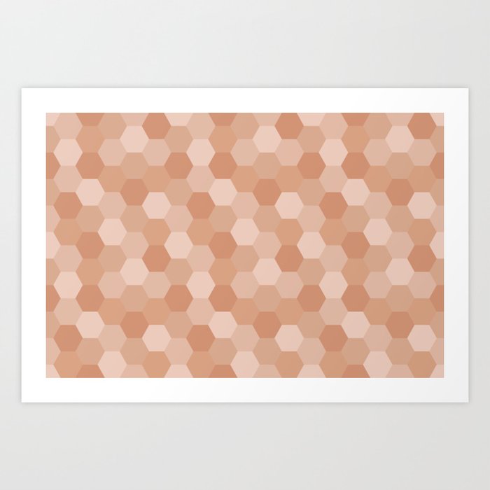 Brown Hexagon polygon pattern. Digital Illustration background Art Print