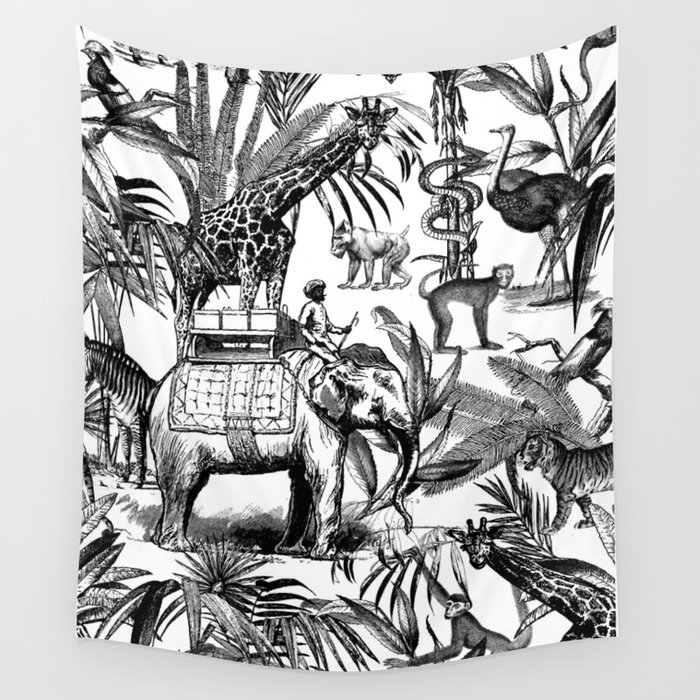 Africa Meets India Black And White Wall Tapestry