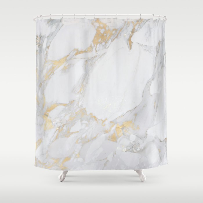 Marble with Gold Shower Curtain
