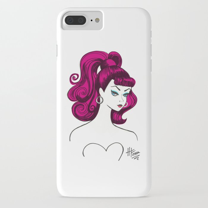 Vintage Fashion Doll Sketch With Pink Hair Iphone Case By Heatherfonseca Society6