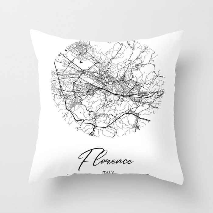 Florence map coordinates Throw Pillow