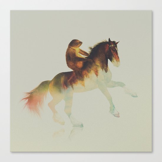Sloth Riding a Horse Canvas Print
