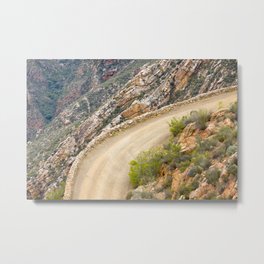 Tight bend in the Swartberg Pass in South Africa - Landscape Metal Print | Spectacularview, Oldroad, Steepdrive, Tightbend, Swartbergpass, Windingroad, Challengingpass, Steeproad, Dirtroad, Photo 