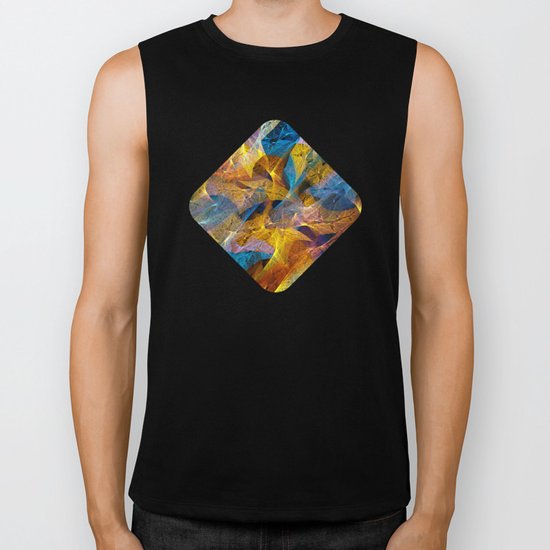 Gold & Blue Abstract Biker Tank