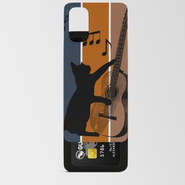 Cat playing music. Blue, orange and brown background. Android Card Case