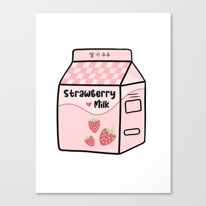 Strawberry Milk - Kawaii Milk Carton Canvas Print