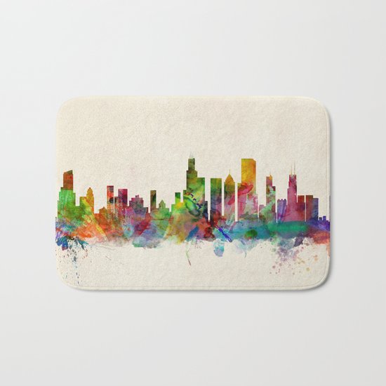 Chicago City Skyline Bath Mat